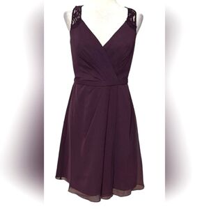 EC David's Bridal Tea Length Lace Back Dress